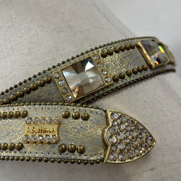 B.B.Simon Swarovski Crystal Gold Western Cowboy Belt - XL - Picture 8 of 16